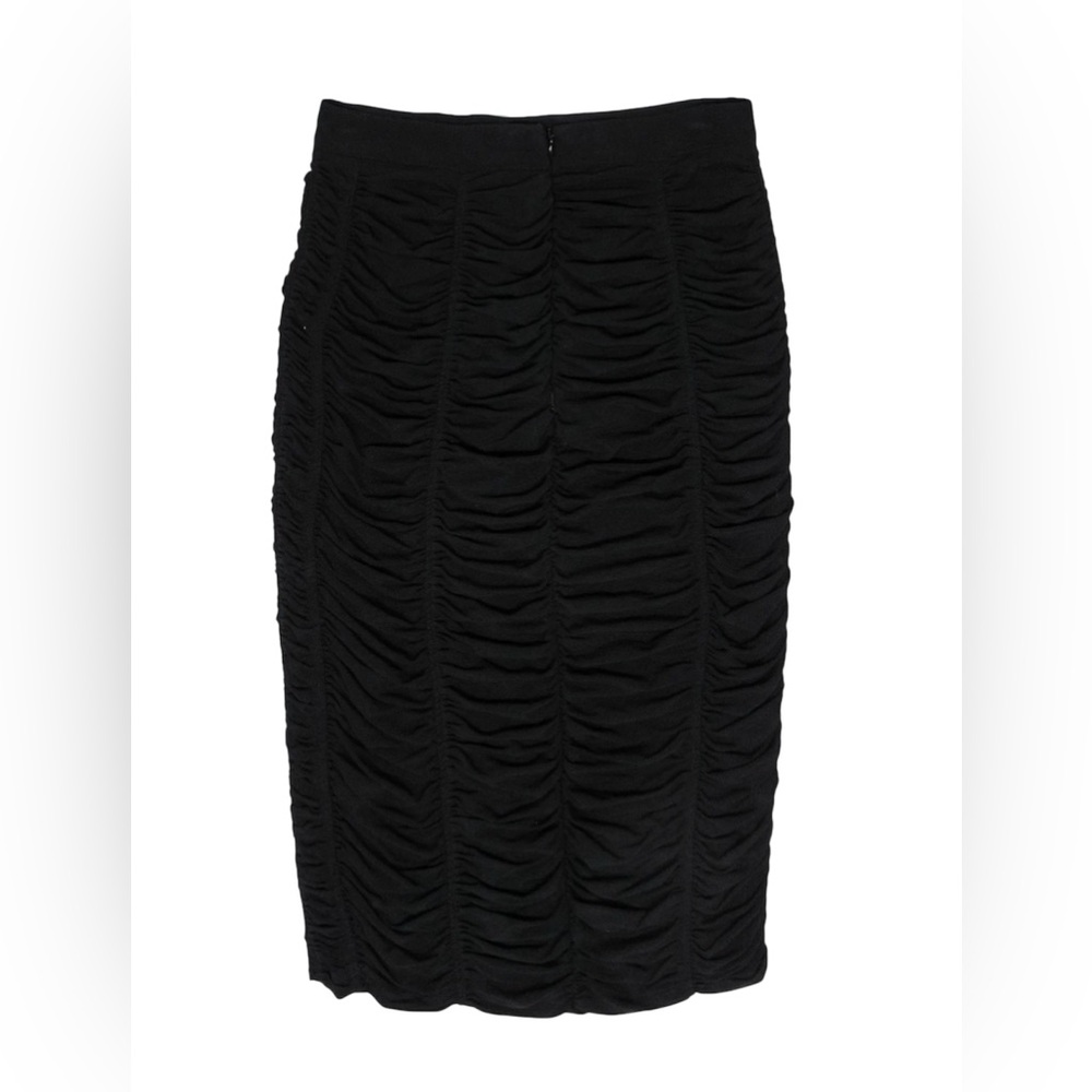 Burberry Black Ruched Form‎ Fitting Stretchy Pencil Skirt high waist office sz 2 - Picture 2 of 11